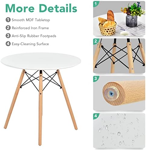 GIANTEX Dining Table Set for 2, 31.5" Round Table, Plastic Seats