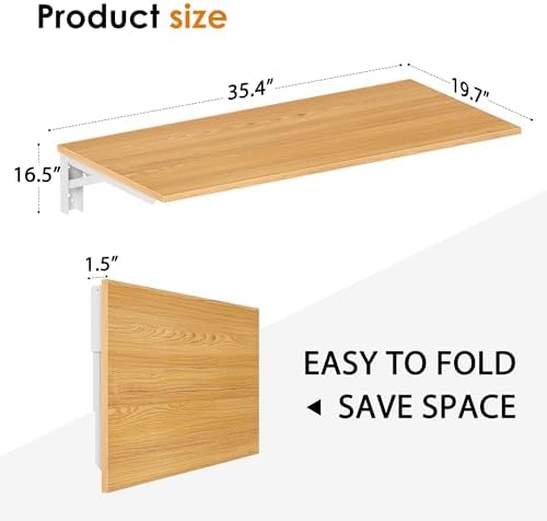 Need 36x20IN Wall Mounted Folding Table for Office Laundry Teak