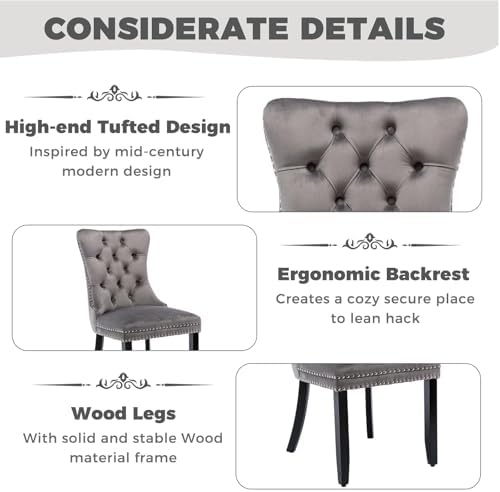 51" 5-Piece Glass Dining Table Set for 4, Grey&Black
