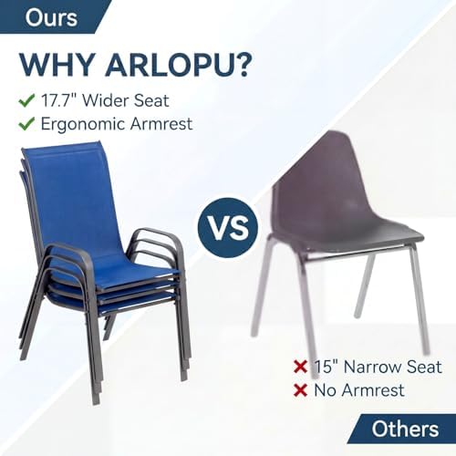 Arlopu 5 Pieces Outdoor Patio Dining Set, Glass Table and Textilene Chair