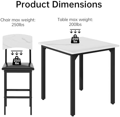 AWQM 5-Piece Dining Table Set, Kitchen Table Set for 4 (White)