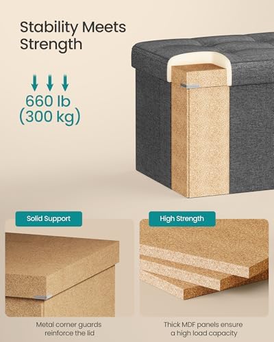 SONGMICS 30 Inches Folding Storage Ottoman Bench, Load 660 lb | Ottoman Foot ...