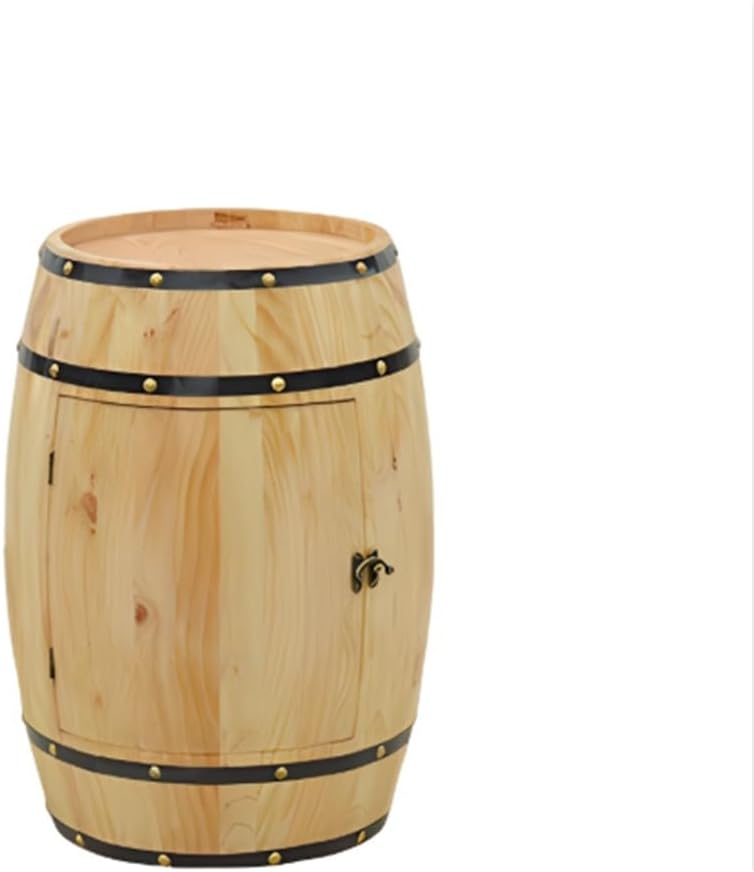 Wooden Whiskey Barrel Table, Wine Cabinet with Storage, Whiskey and Wine Barr...