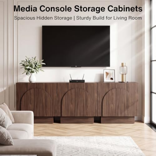Ya-Home Walnut Sideboard Buffet Cabinet with Storage, 31.5” Modern Sideboard ...