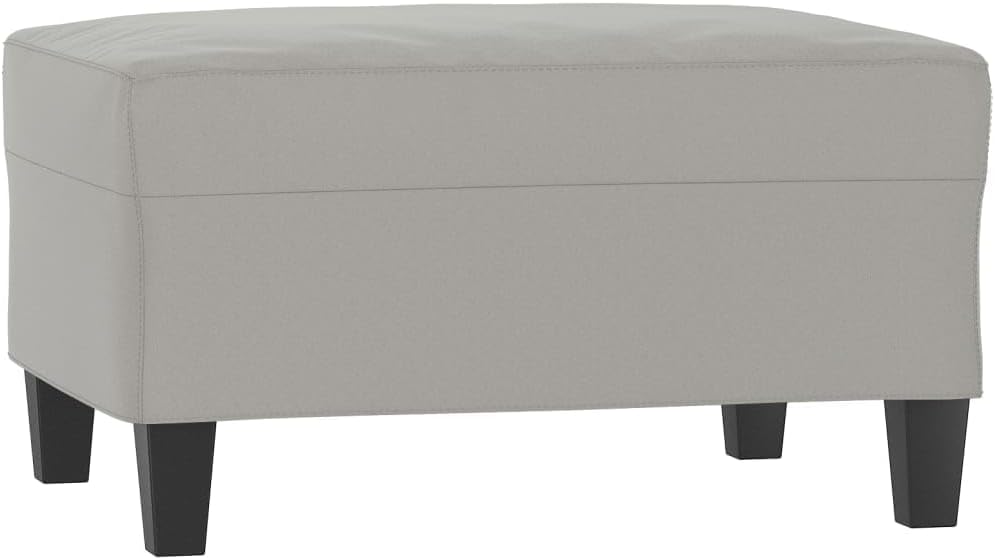 Modern Microfiber Footstool Light Gray 27.6x21.7x16.1 Inches, Sturdy Plywood ...