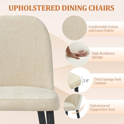 Upholstered Dining Chairs Set of 4, Chenille Mid Century Modern Fabric Dining...