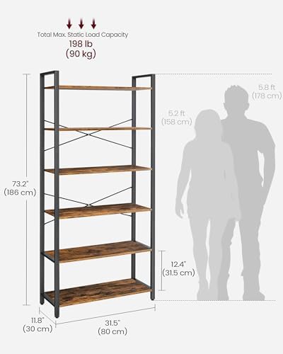 VASAGLE 6-Tier Bookshelf, Bookcase with Shelves, Storage Shelf, Living Room