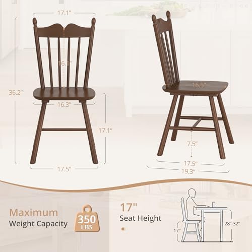 LUE BONA Wooden Dining Chairs Set of 4, Windsor Dining Chair with Thickened B...