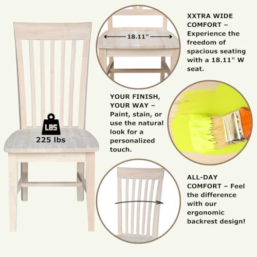 Set of 2 Tall Mission Dining Chairs Solid Parawood, Upgrade Your Dining Exper...