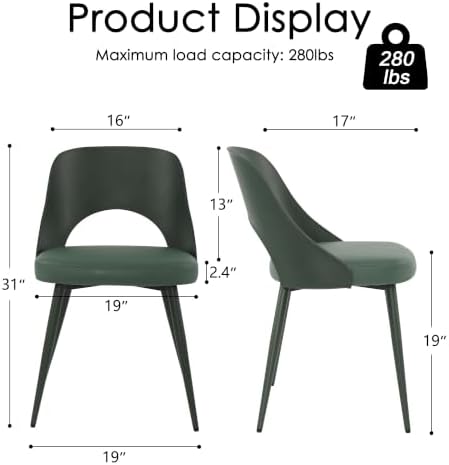 NOBPEINT Dining Chairs Set of 4, PU Leather Kitchen Chairs with Metal Legs