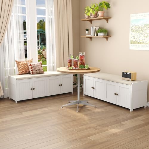 HOMEFORT 48.4" Shoe Storage Bench with Cushion, Entryway Bench with Padd...