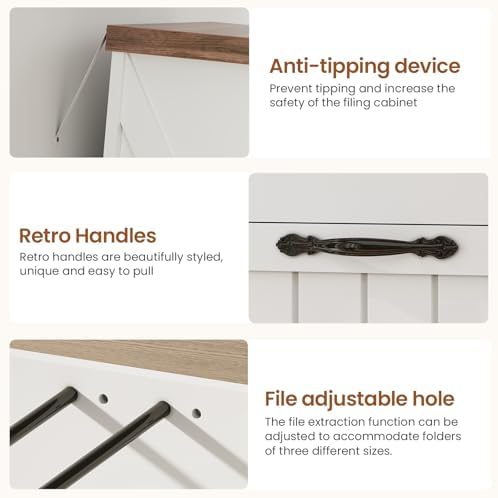 SEDETA Farmhouse File Cabinet with 5 Drawers, Filing Cabinet for Home Office,...