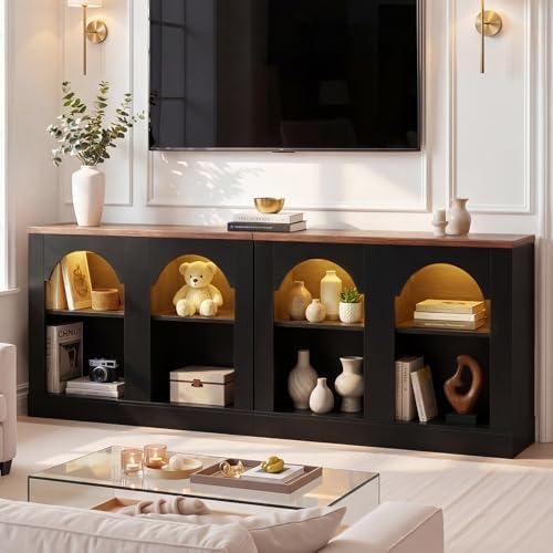 Unikito 94" Long Arched Console Table with LED Light & Adjustable Shelf