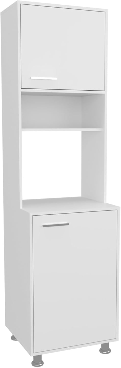Kitchen Pantry with Open Storage and 2 Doors, White,for Kitchen