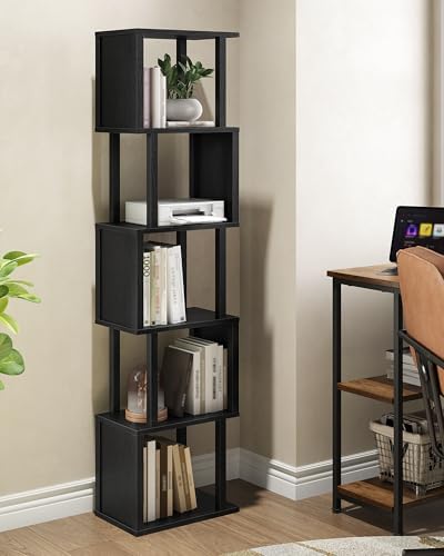 CHOEZON S-Shaped 5-Tier Bookshelf, 58.1-Inch Tall Bookcase with Anti-Tip Kit,...