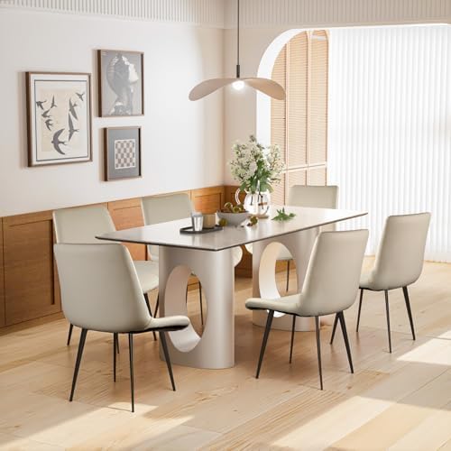 Dining Chairs, Modern PU Leather Dining Room Chair with Sturdy Metal Legs, Up...