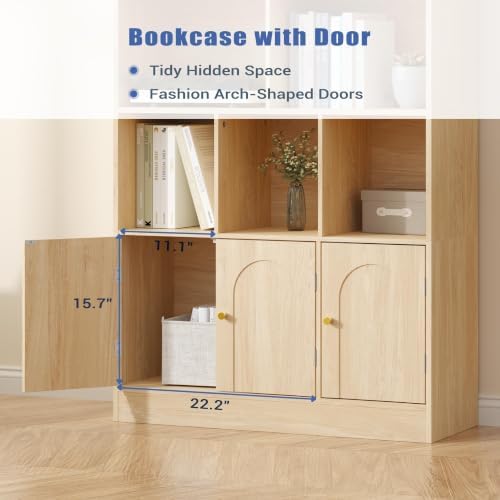 Housoul 71" Tall Bookshelf with 10 Cubes and 3 Doors, 4-Tier Bookshelf, ...