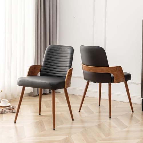 Dining Room Chairs,Mid Century Modern Kitchen Chairs,Upholstered Faux Leather...