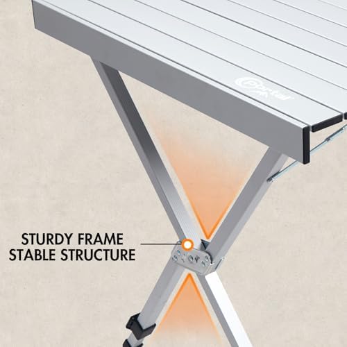 Portal Folding Camping Table with Adjustable Height,Portable Aluminum Table, ...