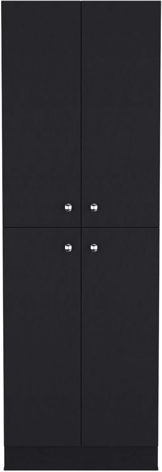 Mid-Century Pantry Storage Cabinet, Rustic Freestanding Cupboard with 5 Adjus...
