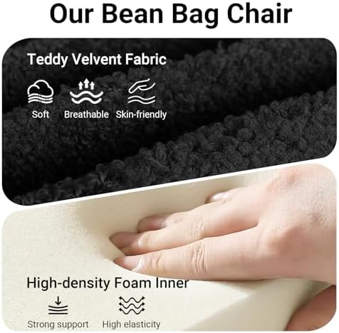 Bean Bag Chair for Adults, Comfy Chairs for Bedroom, Memory Foam Chair Readin...