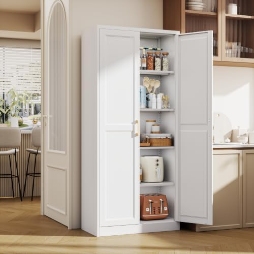 71" Tall Metal Kitchen Pantry Cabinet, Storage Cabinet with Doors | Kitc...