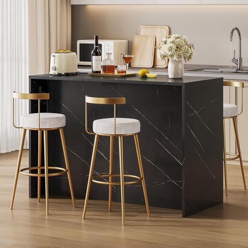 ONBRILL Kitchen Island with 2 Storage Cabinets & 4 Drawers, White+Black
