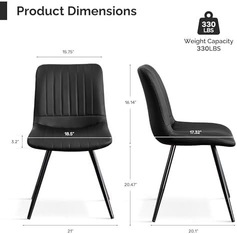 Dining Chairs Set of 3, Modern Dining Chairs with Thick Cushions, PU Leather ...
