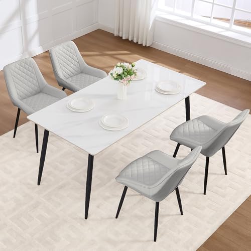 Dining Chair Set of 4, Modern Dining Chairs with Thick Cushions, Faux Leather...