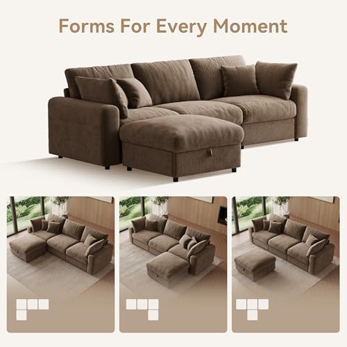 WorthFurni 110” Cloud Sectional Couches for Living Room, Modular Sectional So...