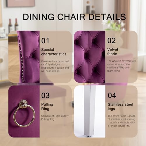 3-Pieces Dining Sets, 31.5" Round Dining Table with 2 Velvet Upholstered...
