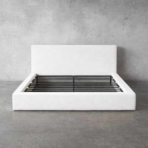 Square Bed – Washable Cover - Soft Upholstered Linen - Minimalist Modern - So...
