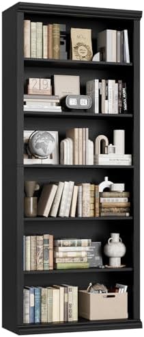 Rresyet Bookcase and Bookshelves, 28" W Tall Bookshelf, Black