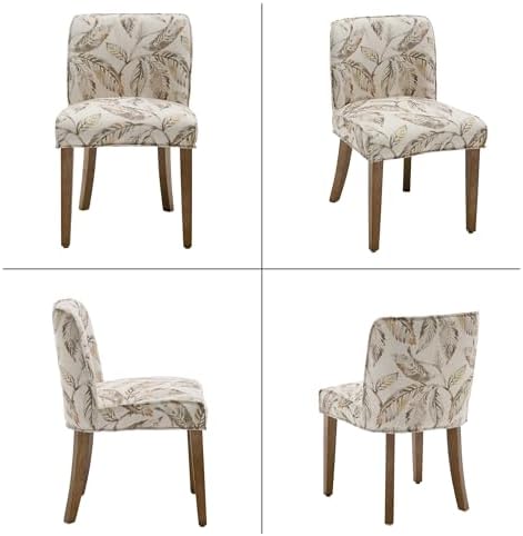 Dining Room Chairs Set of 6, Linen Fabric Floral Pattern Kitchen Chairs with ...