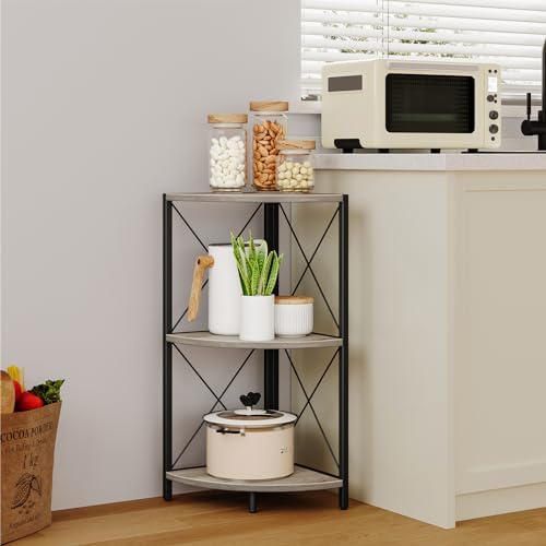 Snughome Corner Shelf for Desktop, 3-Tier Corner Storage Organizer with Metal...