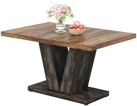Tribesigns 47-Inch Dining Table for 4, Black Kitchen Dinner Table with Heavy ...
