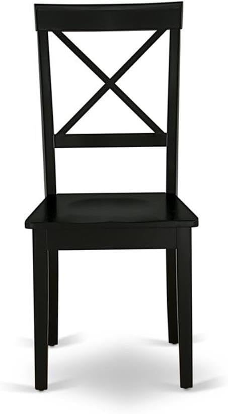 East West Furniture BOC-BLK-W Boston Dining Room Chairs - Cross Back Solid Wo...