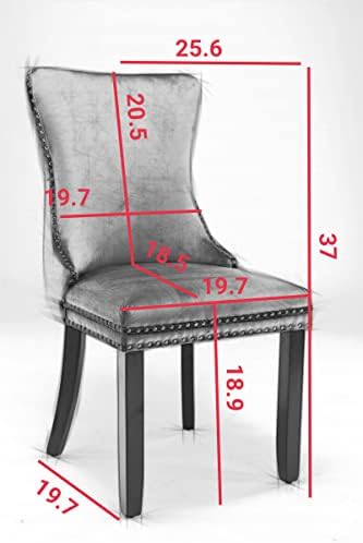 Set of 2 Velvet Dining Chair with Backstitching Nailhead Trim and Solid Wood ...