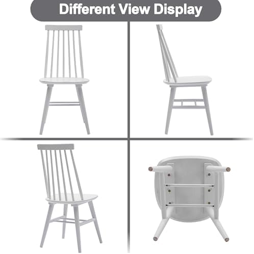 DUHOME White WoodenDining Chairs Set of 4 Wood Dining Room Chair Slat Windsor...