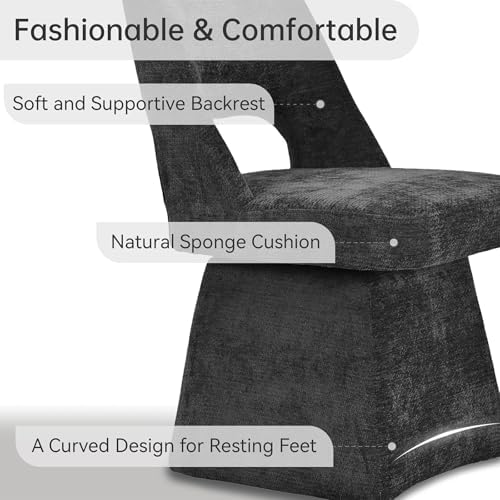 VKNOW Upholstered Swivel Dining Chairs Set of 4 with Curved Open Back