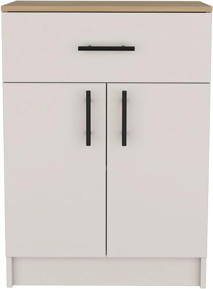 Netal Pantry Cabinet - Extra Kitchen Storage in Ivory and Natural Oak