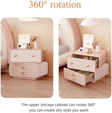 Bedside Table, Rotatable Night Stand, Large Capacity Side Table for Bedroom, ...