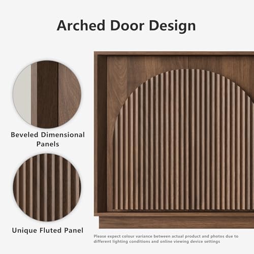 win2win 65" Sideboard Buffet Cabinet with Storage, Modular Credenza, Walnut