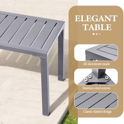 Crestlive Products Outdoor Side Table Set of 2, Aluminum Rectangular Side/End...