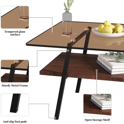 KUIKUI Coffee Table Glass Set of 3, Modern Coffee Table and End Tables Sets, ...