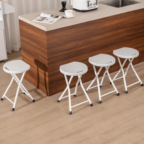 GYMAX Folding Stool, 18in Portable Collapsible Bar Stool with Handle & St...