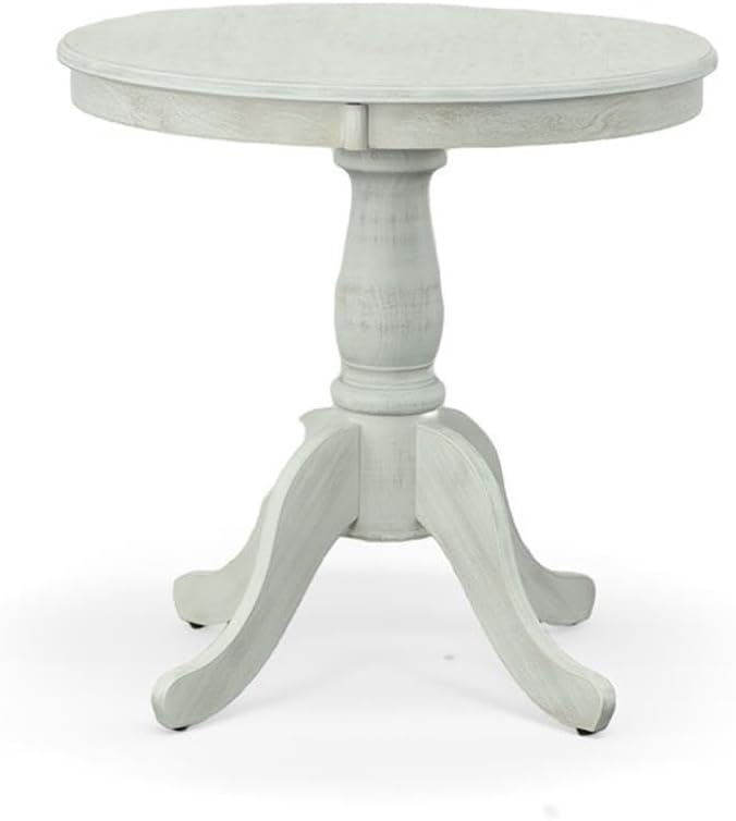 Pemberly Row Modern 30" Round Pedestal Dining Table, Whitewash Finish, M...