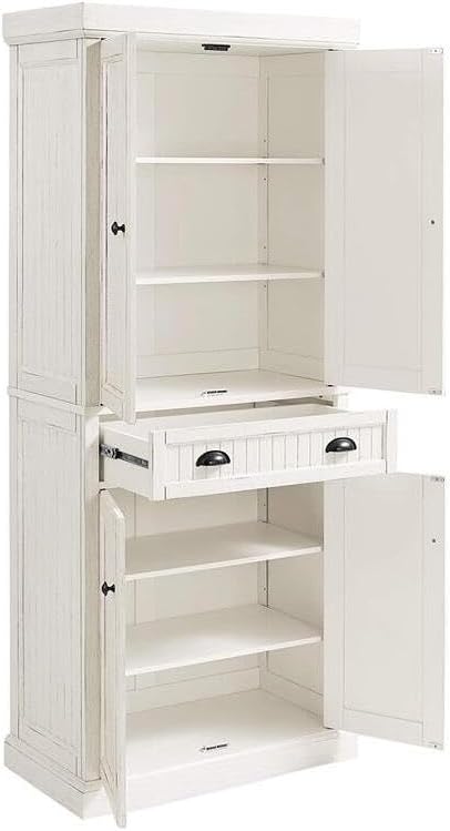 HomeStock Kitchen Pantry Cabinet - Large Storage, Adjustable Shelves, Distres...