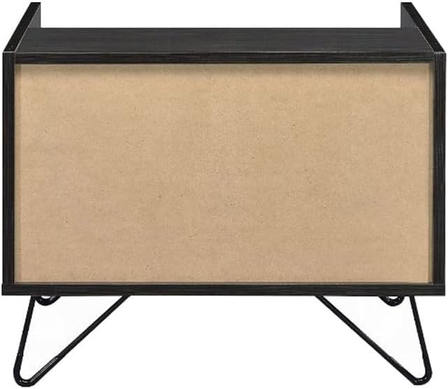 One Drawer Nightstand with Open Compartment, Oak and Black,for Small Spaces