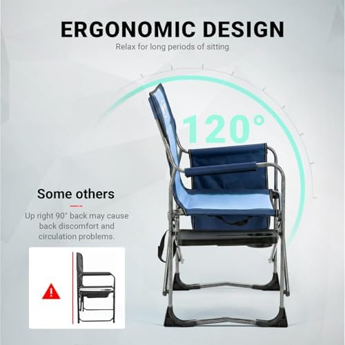 Overmont Folding Camping Chair with Side Table, Cooler Bag, 400 lb Capacity